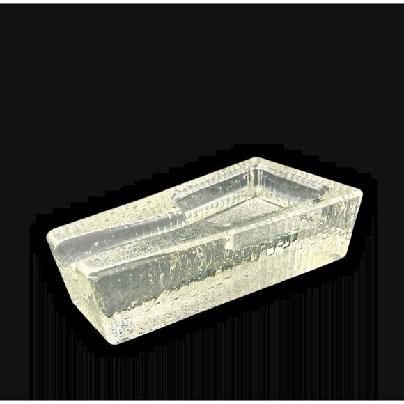 Libbey Other - Vintage Crisa Libbey Mid-Century MCM Clear Glass Block Cigar Ashtray/Pipe Rest